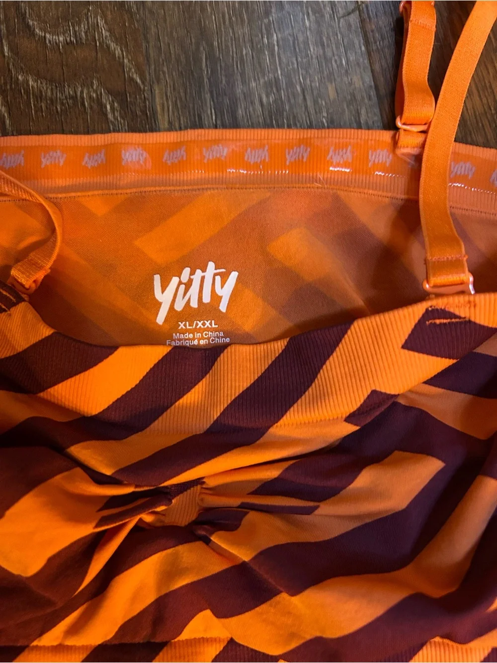 YITTY Orange & Maroon Striped Bike Shorts Set